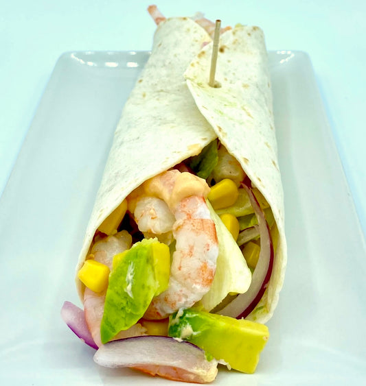 Wrap de gambas cocidas a domicilio, receta de aprovechamiento deliciosa 😋